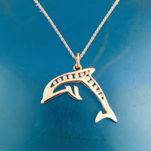 Load image into Gallery viewer, Diamond dolphin necklace 14K white or yellow gold with diamonds dolphin jewelry
