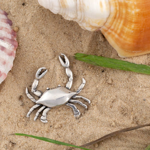 Crab Pendant Necklace - Sterling Silver