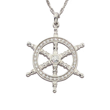 Load image into Gallery viewer, Captain Wheel Pendant Necklace - 14K WG with Diamonds

