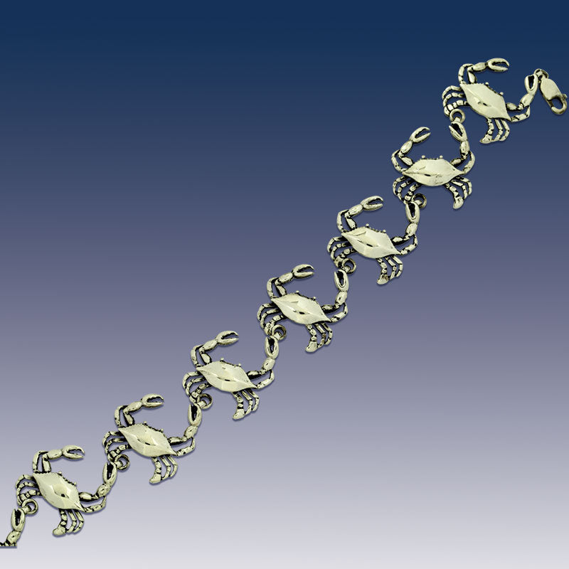 Crab Link Bracelet - Sterling Silver - Crab Jewelry