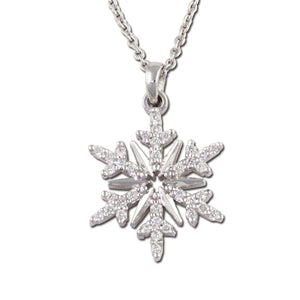 snowflake necklace 14K white gold .15 ctw diamond pave diamond snowflake jewelry snowflake pendant snow jewelry