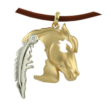 Load image into Gallery viewer, Horse Pendant - Indian Horse Head Gold - 14K TT Gold yellow gold white gold horse jewelry native american jewelry 
