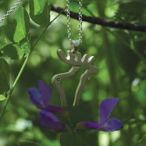 Moose Pendant Necklace - Moose silhouette necklace Sterling silver Tsavorite garnet  moose jewelry moose necklace wild life necklace