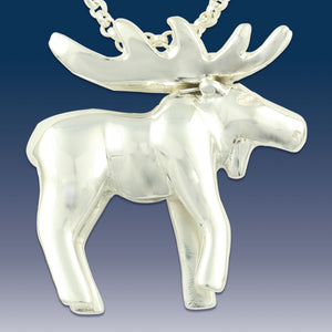 Moose Pendant Necklace Large - Sterling Silver