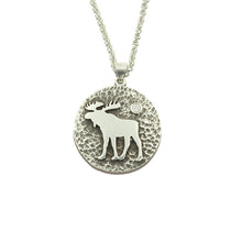 Load image into Gallery viewer, Moose Pendant Necklace - Moose disk necklace Sterling silver moose jewelry moose necklace wild life necklace
