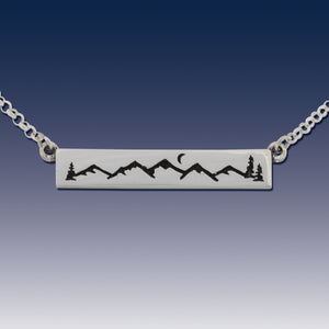 mountain bar necklace mountain scene mountain jewelry