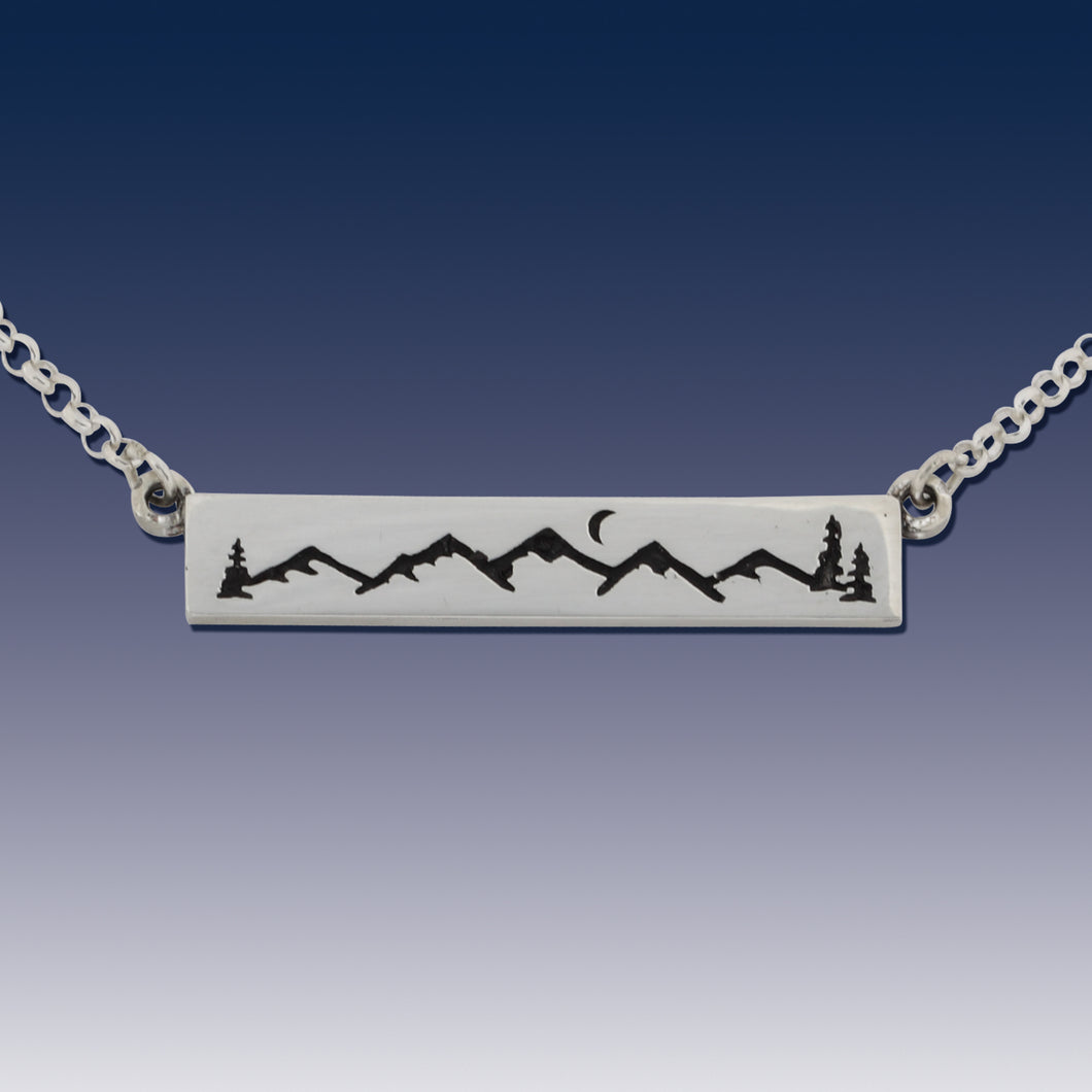 mountain bar necklace mountain scene mountain jewelry