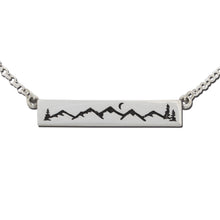 Load image into Gallery viewer, mountain bar necklace mountain scene mountain jewelry
