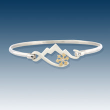 Load image into Gallery viewer, Mountain Bracelet with Snowflake - Wire Bracelet - Sterling Silver 10K YG Diamond

