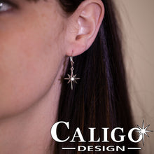 Load image into Gallery viewer, North Star Diamond Earrings - North Star Jewelry - Star Jewelry - 14K white gold with diamond - Sky Jewelry - Star Earrings 
