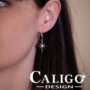 North Star Diamond Earrings - North Star Jewelry - Star Jewelry - 14K white gold with diamond - Sky Jewelry - Star Earrings 