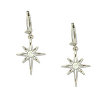 Load image into Gallery viewer, North Star Diamond earrings 14K White gold diamonds lever back Star Jewelry Sky Jewelry North Star Jewelry
