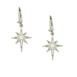 North Star Diamond earrings 14K White gold diamonds lever back Star Jewelry Sky Jewelry North Star Jewelry