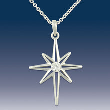Load image into Gallery viewer, North Star Pendant Necklace - 14K White Gold with Diamond
