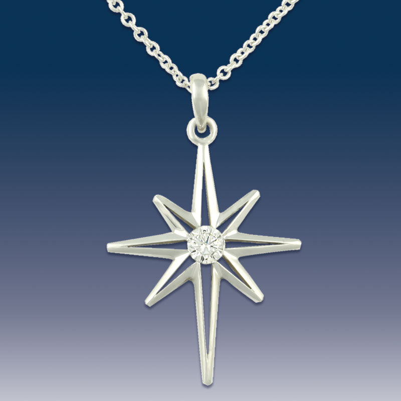 North Star Necklace - Gold and Diamond North Star Pendant