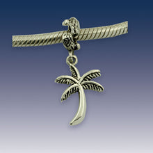 Load image into Gallery viewer, Palm Tree charm - sterling silver palm tree on coral spacer - palm tree jewelry bracelet charm beach charm
