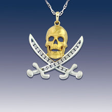 Load image into Gallery viewer, Pirate Pendant Necklace - Captain Jack Skull and Sword - 14K TT Gold and DiamondssPendant

