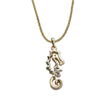 Load image into Gallery viewer, Diamond Seahorse and baby necklace seahorse pendant 14K gold seahorse with diamond baby seahorse seahorse jewelry
