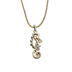 Diamond Seahorse and baby necklace seahorse pendant 14K gold seahorse with diamond baby seahorse seahorse jewelry
