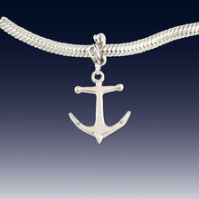 Load image into Gallery viewer, Anchor charm on coral spacer - sterling silver - anchor charm nautical jewelry nautical charm
