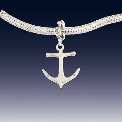Anchor charm on coral spacer - sterling silver - anchor charm nautical jewelry nautical charm