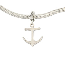Load image into Gallery viewer, Anchor charm on coral spacer - sterling silver - anchor charm nautical jewelry nautical charm
