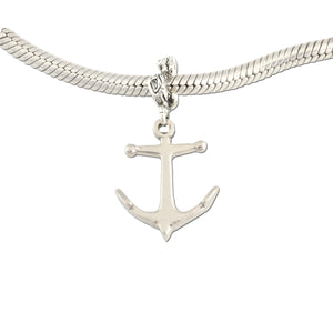 Anchor charm on coral spacer - sterling silver - anchor charm nautical jewelry nautical charm