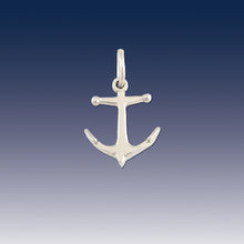 Load image into Gallery viewer, Anchor charm on o-ring - sterling silver - anchor charm nautical jewelry nautical charm
