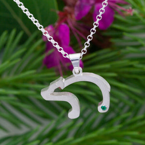bear necklace sterling silver with tsavorite garnet bear silhouette pendant bear jewelry