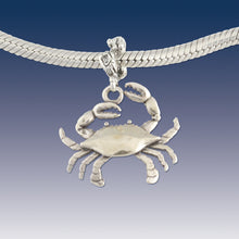 Load image into Gallery viewer, crab charm on coral spacer - crab charms - crab jewelry beach charms
