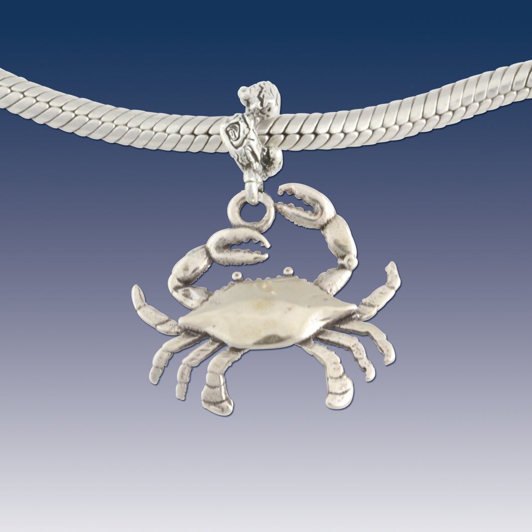 crab charm on coral spacer - crab charms - crab jewelry beach charms