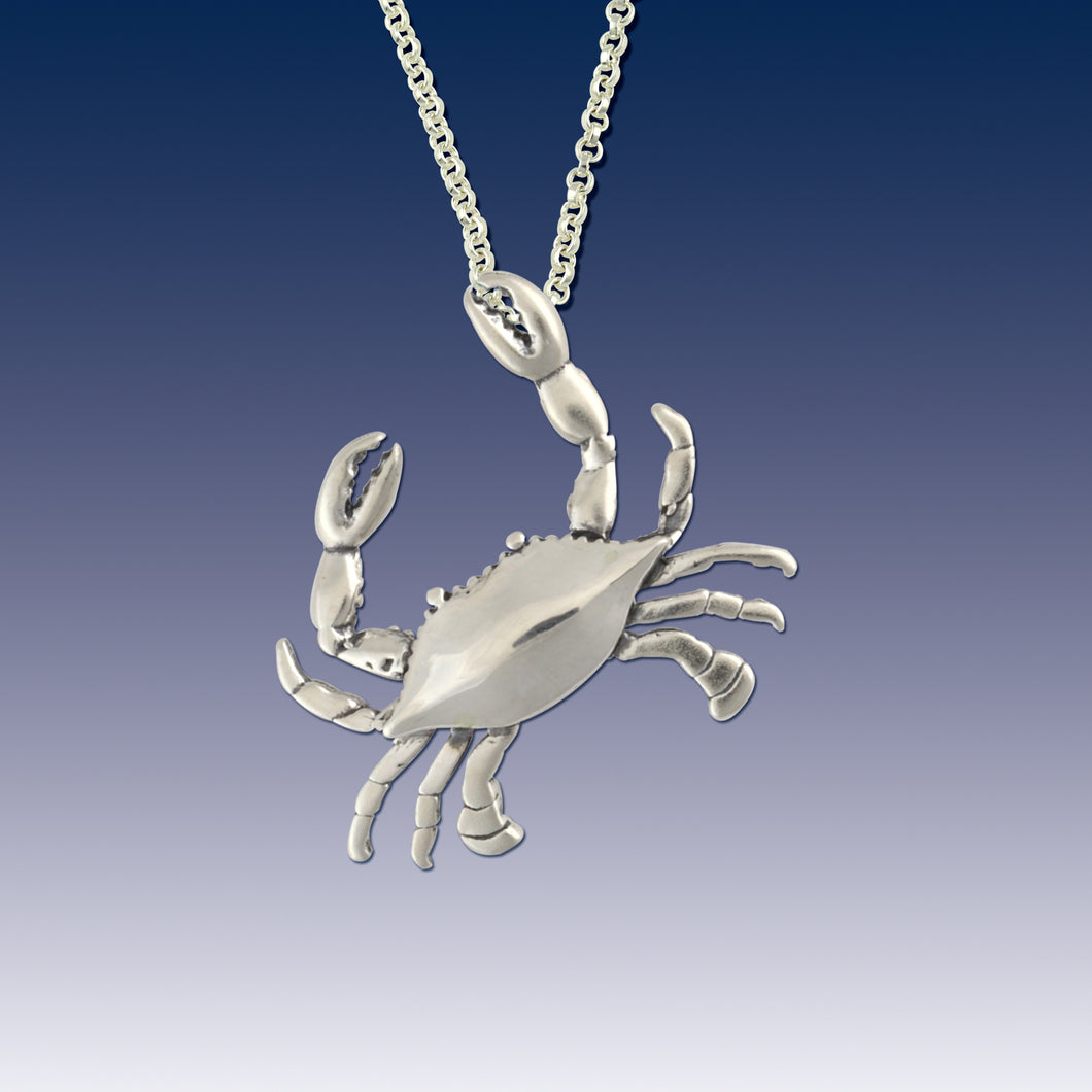 silver crab necklace sterling silver crab crab jewelry crab necklace nature inspired jewelry