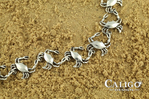 crab bracelet sterling silver crab link crab jewelry beach jewelry sea life jewelry