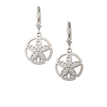 Load image into Gallery viewer, Sand dollar diamond earrings - channel diamond earrings - sand dollar jewelry
