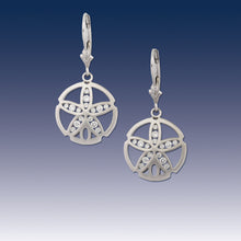 Load image into Gallery viewer, Sand dollar diamond earrings - channel diamond earrings - sand dollar jewelry
