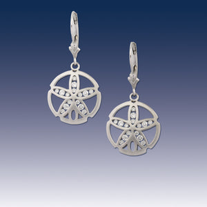 Sand dollar diamond earrings - channel diamond earrings - sand dollar jewelry