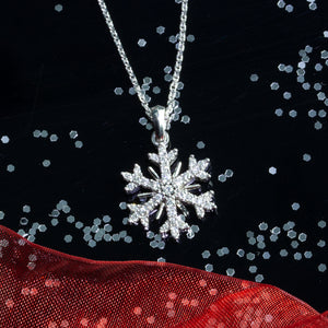 diamond snowflake necklace - 14K White gold with .18 ctw diamonds snowflake jewelry snowflake necklace