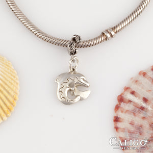 Dolphin Charm - Sterling Silver Dolphin Charm - Dolphin Jewelry - Dolphin charm on coral spacer
