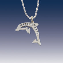 Load image into Gallery viewer, Diamond dolphin necklace 14K white or yellow gold with diamonds

