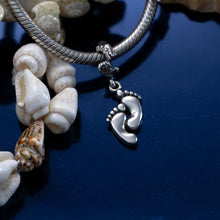 Load image into Gallery viewer, feet charm sterling silver beach charm beach charms silver charm bracelet
