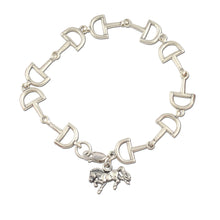 Load image into Gallery viewer, Horse Snaffle Bit Link Bracelet with Horse charm - sterling silver - Horse Jewelry 
