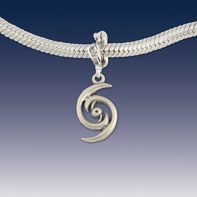 Hurricane charm - sterling silver - hurricane charm on coral spacer - ocean jewelry