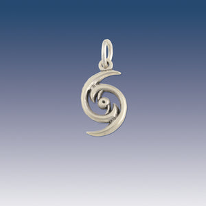 Hurricane charm - sterling silver - hurricane charm on o-ring - ocean jewelry