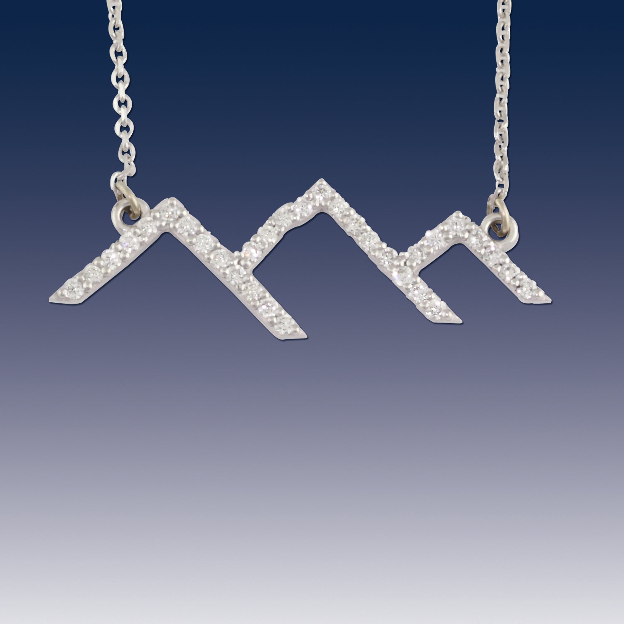 mountain pendant necklace diamond pave silhouette wasatch