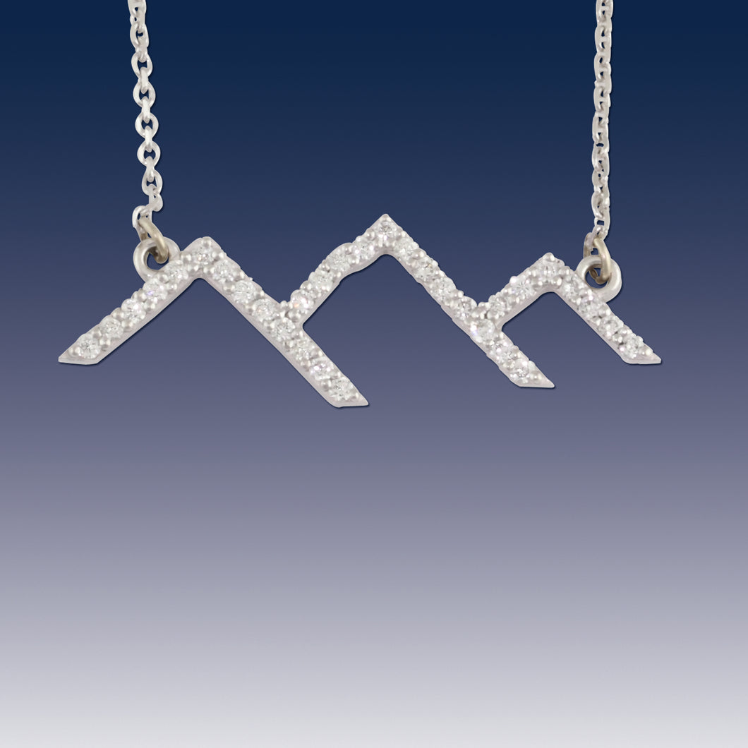 Diamond mountain silhouette necklace pave diamond mountain diamond mountain mountain necklace mountain jewelry