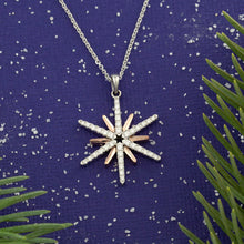 Load image into Gallery viewer, Star Pendant Necklace - 14K WG and RG Diamond Star Necklace - Star Jewelry
