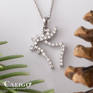 Moose Pendant Necklace - Diamond Pave - 14K WG Diamond