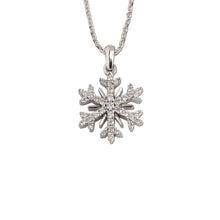 Load image into Gallery viewer, diamond snowflake necklace - 14K White gold with .18 ctw diamonds snowflake jewelry snowflake necklace
