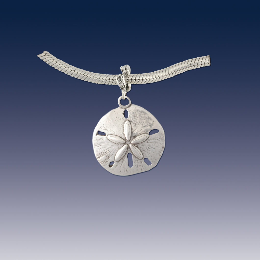 sand dollar charm on coral spacer beach charms beach jewelry sterling silver