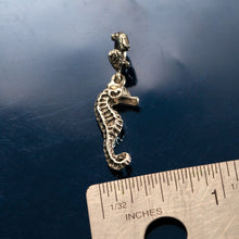 Load image into Gallery viewer, Seahorse Charm - sterling silver seahorse charm on coral spacer - seahorse jewelry - sea life jewelry beach jewelry
